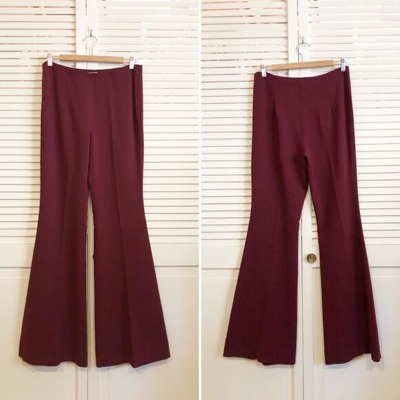 Michael Kors Collection Burgundy Red Flared Trouser Pants - Picture 1 of 6